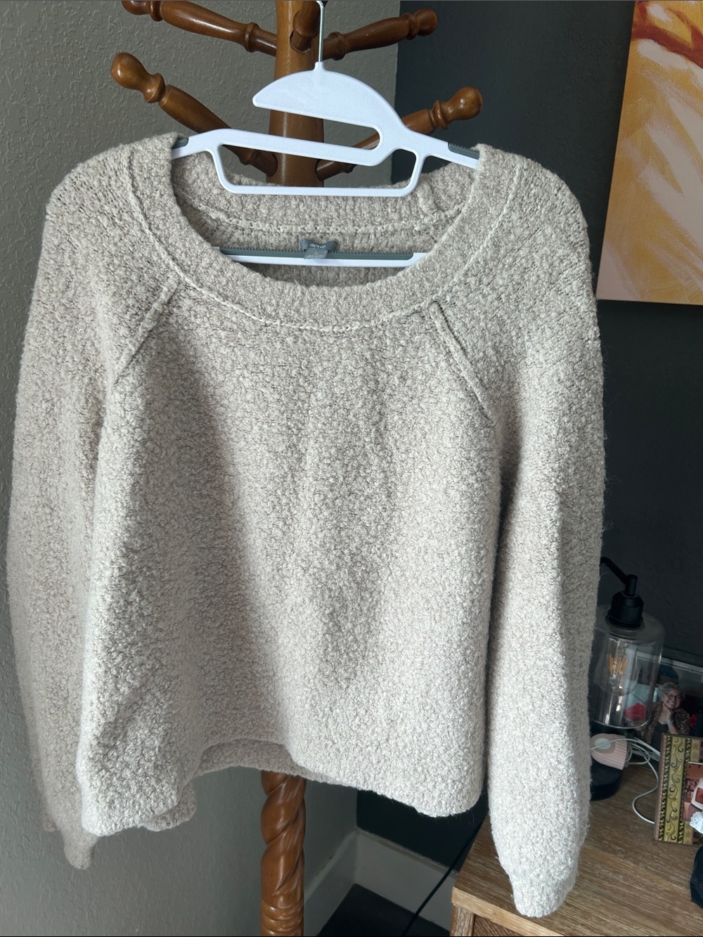 Aerie Cozy Women's Bouclé Pullover Sweater in Cream